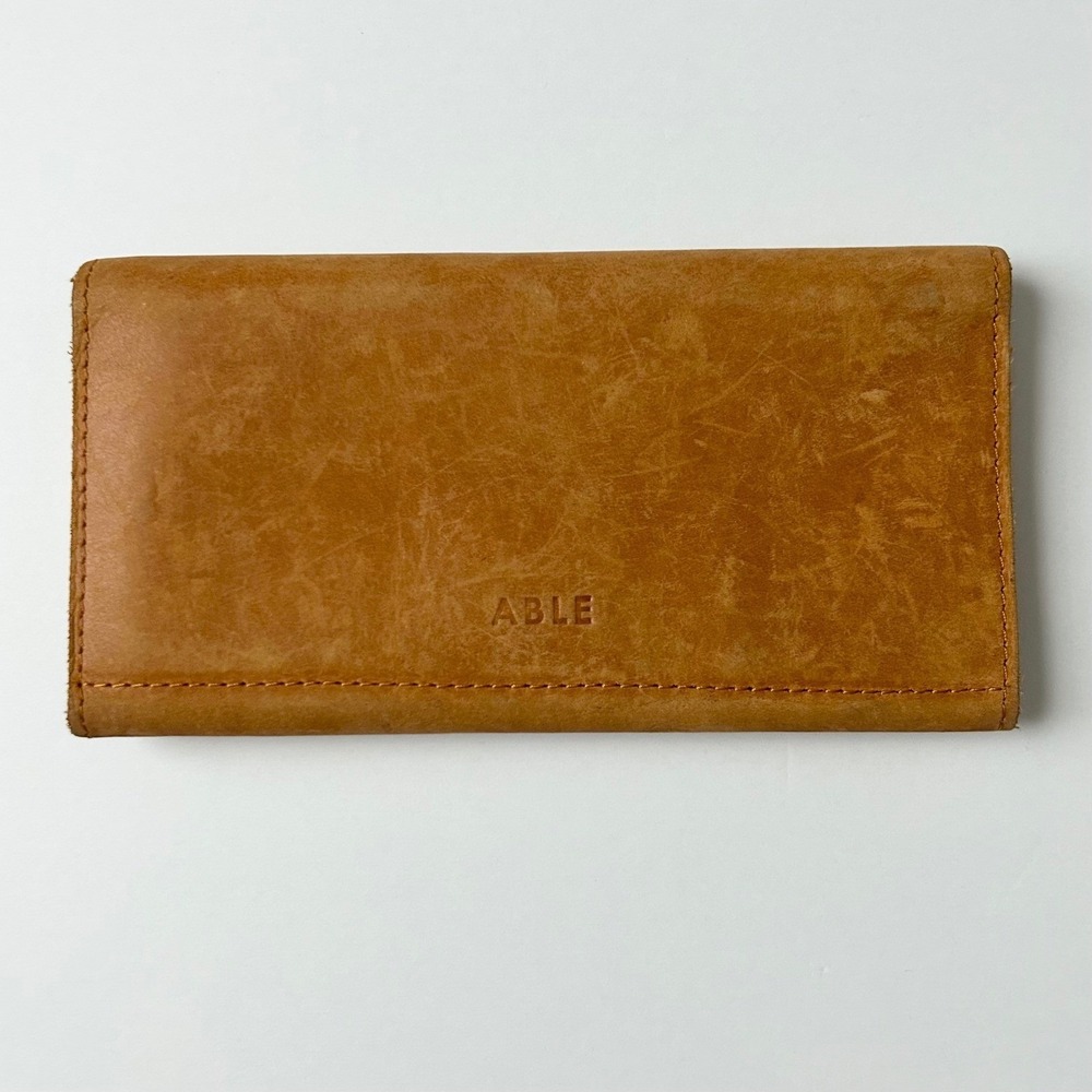Able Debre Wallet Cognac Brown Leather Magnetic Snap Handcrafted in Ethiopia - Picture 2 of 6